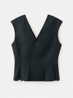 Mango Cotton Linen Peplum Top - Navy €62 at Very.ie