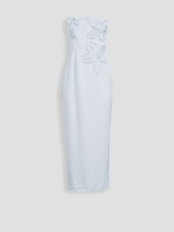 Michelle Keegan Linen Applique Bandeau Dress - Blue €90 at Very.ie