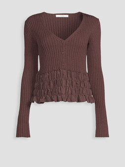 Michelle Keegan Long Sleeve Woven Mix Ruffle Cardigan €52 at Very.ie