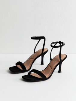 New Look Black Faux Suede Square Top Stiletto Sandals €35 at Very.ie