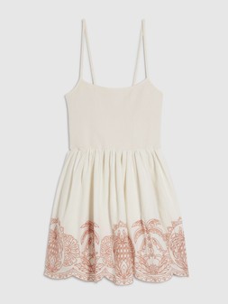 River Island Emb Palm Cutwork Hem Mini Dress - Cream €62 at Very.ie