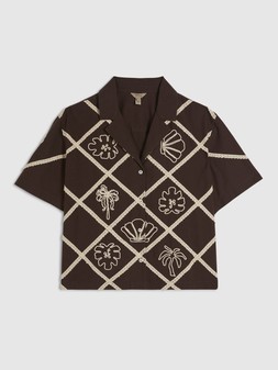 River Island Embroidered Motif Co-ord Shirt - Brown €55 at Very.ie