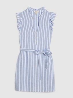 River Island Linen Frill Belt Dress - Blue €50 at Very.ie