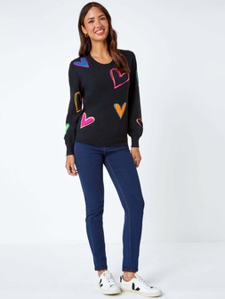 Roman Heart Print Knitted Jumper - Black €48 at Very.ie