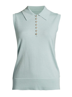 The Very Collection Collared Neck Half Placket Sleeveless Knitted Top €32 at Very.ie