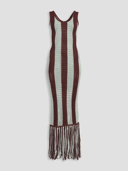 The Very Collection Crochet Striped Maxi Dress With Fringe - Blue & Chocolate €62 at Very.ie