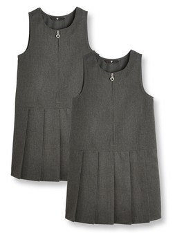 The Very Collection Girls 2 Pack Pleat Pinafore School Dresses - Grey €16 at Very.ie