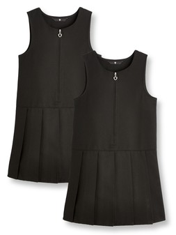 The Very Collection Girls 2 Pack Pleat Pinafore Water-Repellent School Dresses - Black €16 at Very.ie