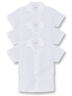 The Very Collection Girls 3 Pack Revere Short Sleeve School Blouse - White €18 at Very.ie