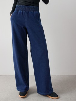 The Very Collection Knitted Denim Wide Leg Jeans - Dark Wash €35 at Very.ie