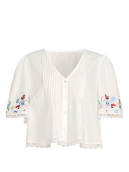 The Very Collection Lace Trimmed Pleated Embroidered Blouse €45 at Very.ie
