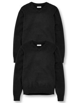 The Very Collection Unisex 2 Pack V-Neck School Jumper - Black €15 at Very.ie