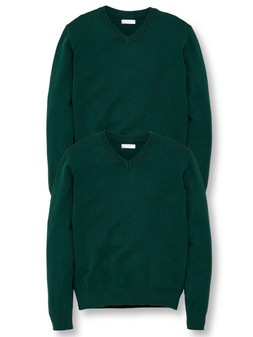 The Very Collection Unisex 2 Pack V-Neck School Jumpers - Green €15 at Very.ie
