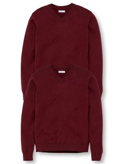 The Very Collection Unisex 2 Pack V-Neck School Jumper - Burgundy €15 at Very.ie
