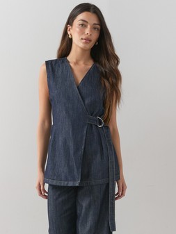 The Very Collection Wrap Denim Tunic Co-ord Top - Dark Wash €45 at Very.ie