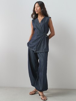 The Very Collection Wrap Denim Tunic Co-ord Top - Dark Wash €45, Cuffed Hem Jeans - Dark Wash €50 at Very.ie
