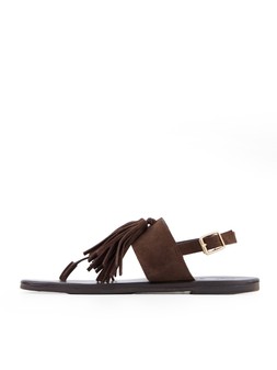 The Very Collection Suede Thong Flat Sandal With Tassle Detail - Chocolate €45 at Very.ie