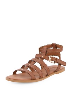 The Very Collection Real Leather Scalloped Gladiator Sandals - Brown €34 at Very.ie