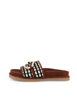 The Very Collection Embellished Woven Footbed Sliders With Gold-Tone Detail - Brown €40 at Very.ie