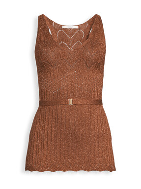 Michelle Keegan Belted Co Ord Metallic Knit Vest Top - Brown €45 at Very.ie