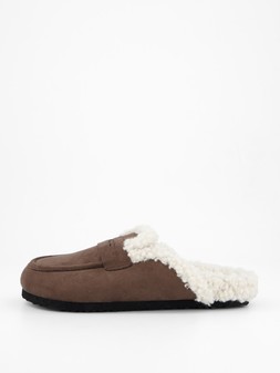 The Very Collection Faux Suede Mule Slipper With Borg Lining Brown £20