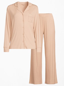 The Very Collection - Ribbed Soft Touch PJ Set Brown £30