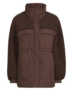 WLOWN The Very Collection Contrast Borg Waist Detail Coat - Chocolate £55