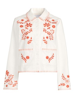 WOK53 The Very Collection White Embroidered Denim Jacket £50