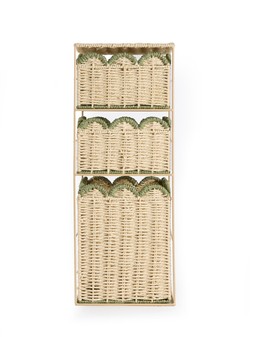 WPJ8U The Very Collection 3 Tier Green Scallop Edge Woven Bathroom Storage Drawers £35