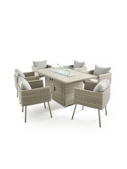 WRCH8 The Very Collection Antigua 6-Seater Dining Set with Firepit Table £1199