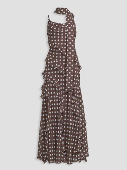 WS81U The Very Collection Polka Dot Scarf Detail Ruffle Maxi Dress £70
