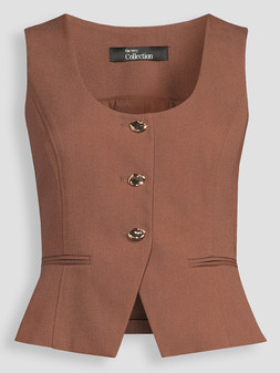 WS83Y The Very Collection Linen Blend Scoop Waistcoat Brown £35