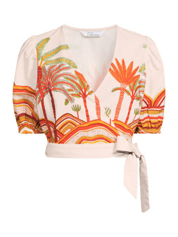 WUNS8 The Very Collection Tropical Print Wrap Tie Co-Ord Blouse £28