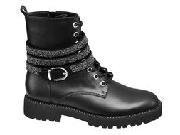 Deichmann Black Glitter Detail Biker Boots, &pound;39.99