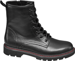 Deichmann Black Leather Lace-Up Biker Boots, &pound;34.99