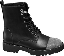 Deichmann Black Silver Toe Cap Biker Boot, &pound;34.99
