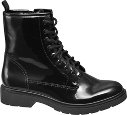 Deichmann Black Patent Biker Boot