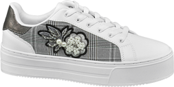 Deichmann Tartan and Floral Detail Trainer