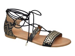 Black studded wrap-around sandals