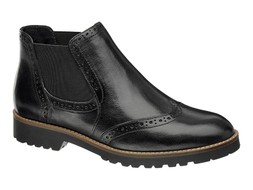 Deichmann Black Chelsea Boot with Brogue Detailing