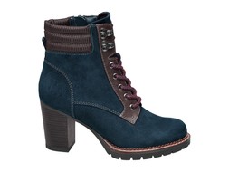 Petrol blue block heel boots