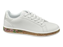 Deichmann White Cork Platform Trainer