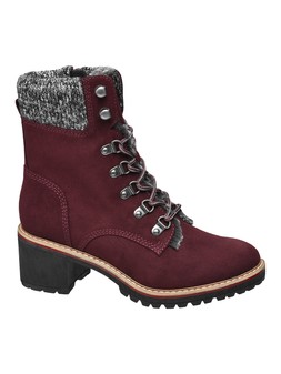 Burgundy heeled mountain boots