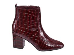 Deichmann Burgundy Croc Heeled Ankle Boot