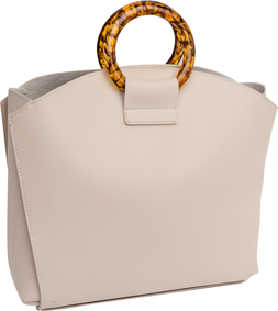 Deichmann Beige Tortoise Shell Handle Bag