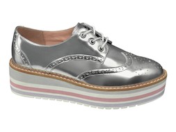 Deichmann Silver Metallic Platform Brogue