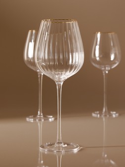 PRIMARK EDIT GOLD TRIM WINE GLASS CLEAR £7 €8 RON40 PLN34 CZK210