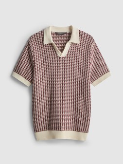 PRIMARK KNITTED SHORT SLEEVE POLO TOP BURGUNDY £16 €18 $25 RON90 PLN80 CZK470