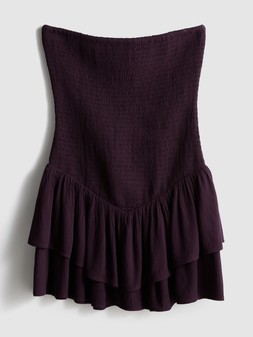 PRIMARK RUCHED BANDEAU DRESS PLUM £14 €16 $20 RON80 PLN70 CZK415