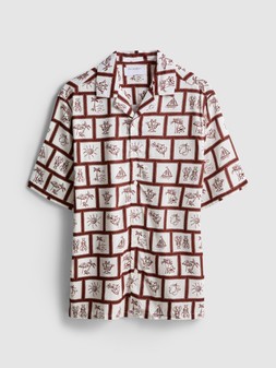 PRIMARK SHORT SLEEVE TILE PRINT SHIRT BURGUNDY £8 €9 $14 RON44 PLN39 CZK235